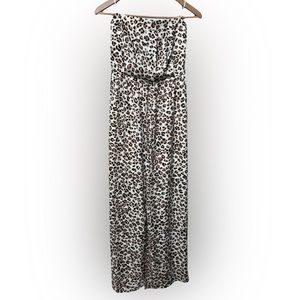 Guess cheetah print maxi strapless dress with front slit